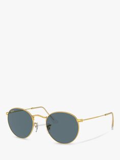 Мужские круглые металлические солнцезащитные очки Ray-Ban RB3447, цвет Legend Gold/Classic Blue