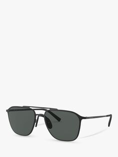 Мужские квадратные солнцезащитные очки Giorgio Armani AR6110, матовый черный/серый