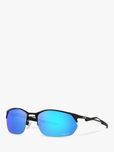 Мужские прямоугольные солнцезащитные очки Oakley OO4145 Wire Tap 2.0 Prizm, сатиновый черный/зеркальный синий