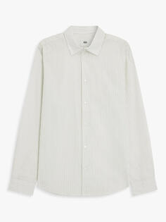 Рубашка из хлопкового поплина с длинными рукавами в полоску Kin, ярко-белая