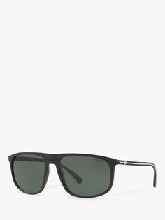 Emporio Armani EA4118 Мужские солнцезащитные очки прямоугольной формы, черные/зеленые