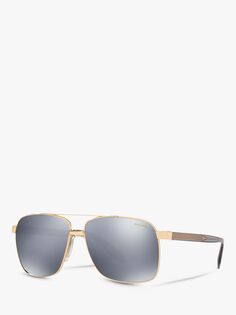 Versace VE2174 Мужские поляризованные солнцезащитные очки квадратной формы, золотистый/зеркально-серый