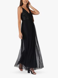 Платье макси Mandy из кружева и бисера, черный Lace & Beads