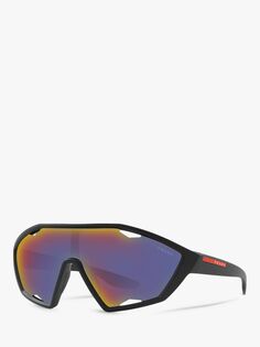 Мужские солнцезащитные очки Prada PS 10US с запахом, черные/зеркально-синие