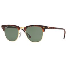 Мужские поляризационные солнцезащитные очки Ray-Ban RB3016 Clubmaster, черепаховый/зеленый
