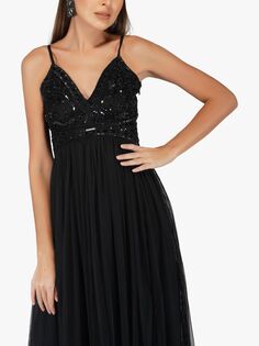 Платье-миди с кружевом и бисером Ruhi, черный Lace & Beads