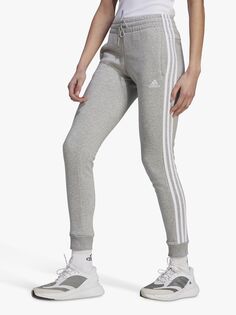 Джоггеры из френч-терри adidas Essentials с 3 полосками, серый вереск/белый