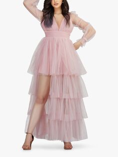 Платье макси Salma из кружева и бисера, розовый Lace & Beads