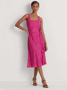 Lauren Ralph Lauren Zawato Платье миди Ikat, Фуксия/Мульти