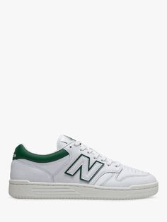 Кроссовки New Balance 480 на шнуровке, бело-зеленый, бело-зеленый