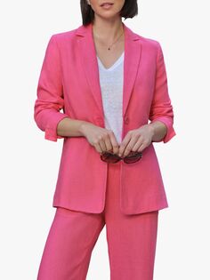 Удлиненный льняной пиджак Pure Collection, розовый