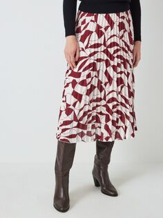 Плиссированная юбка John Lewis с геопринтом, красная мульти