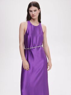 Атласное платье макси Mango Spring, фиолетовое