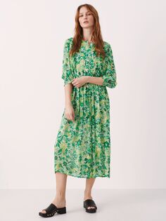 Платье макси с длинными рукавами и цветочным принтом Part Two Sila, зеленое