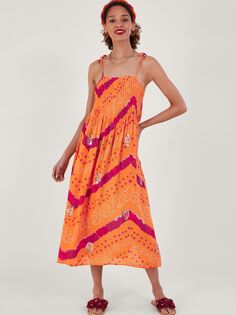 Платье миди на бретельках с принтом Monsoon Bandini, оранжевый