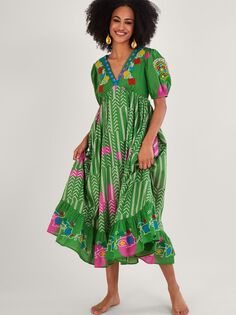 Платье миди Monsoon Chevron Batik, зеленый