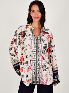 Рубашка с цветочным принтом Monsoon, Цвет слоновой кости/Мульти