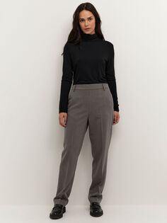 KAFFE Костюмные брюки с эластичной резинкой на талии Sakura, темно-серый меланж