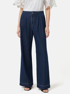 Широкие джинсовые брюки Jigsaw, темно-синий