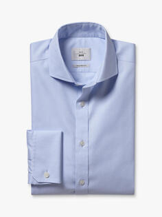 Рубашка из твила без железной отделки Moss 1851 Tailor Fit с двойными манжетами, небесно-голубая