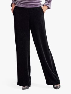 Бархатные брюки-палаццо из смесового шелка Pure Collection, черные