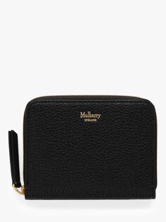 Маленький кошелек Mulberry Classic из зернистой кожи на молнии, черный