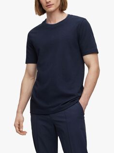 BOSS Tessler 140 Однотонная футболка с короткими рукавами, темно-синяя