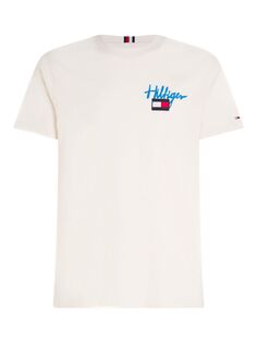 Хлопковая футболка с рисунком Tommy Hilfiger, потертый белый
