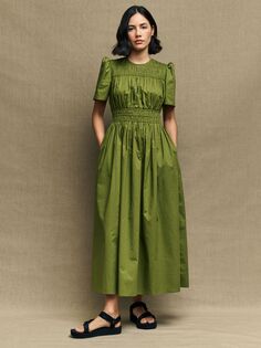 Платье макси с гофрированными гофрами из органического хлопка Nothing&apos;s Child Наталья, оливковое