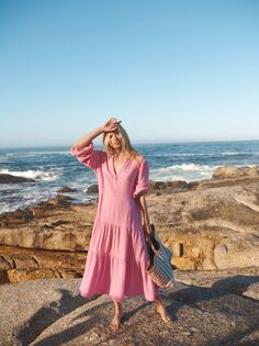 Платье миди из двухъярусной ткани NRBY Marina, розовое