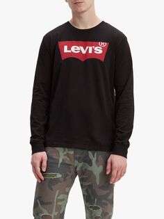 Футболка с длинным рукавом и логотипом Levi&apos;s Batwing, черная Levis