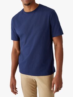 Хлопковая приталенная футболка с круглым вырезом SPOKE, темно-синяя