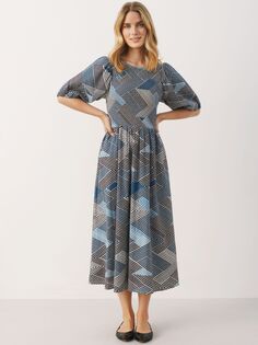 Часть вторая Платье Boanna с геометрическим узором, темно-синий цвет Midnight Part TWO
