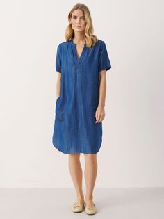 Платье Аминаза, часть вторая, джинсовая ткань среднего синего цвета Part TWO