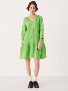 Часть вторая Льняное платье-туника Chania, травянисто-зеленый Part TWO