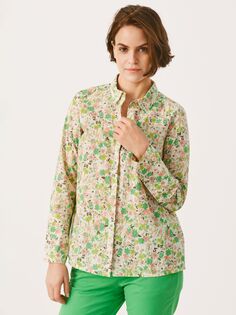 Рубашка Sabella из хлопка с цветочным принтом Part Two, зеленая
