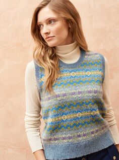 Шерстяная вязаная майка Brora Fair Isle, Nimbus