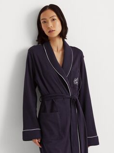 Домашний халат со стеганым воротником Lauren Ralph Lauren, темно-синий