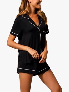 Пижамный комплект с шортами и окантовкой из модала Chelsea Peers, черный