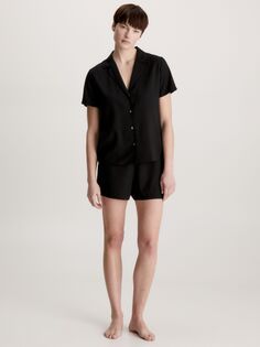 Пижамный комплект с простой короткой рубашкой Calvin Klein, черный