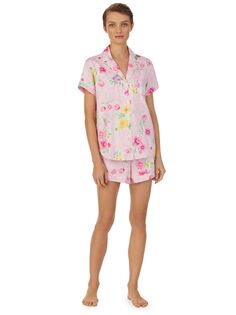 Lauren Ralph Lauren Шорты с цветочным принтом Пижама, Розовый/Мульти