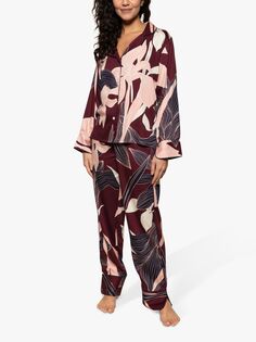 Длинный пижамный комплект Fable &amp; Eve с цветочным принтом Piccadilly, бордовый микс