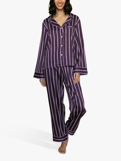 Пижамный комплект с принтом в полоску Fable &amp; Eve, фиолетовый