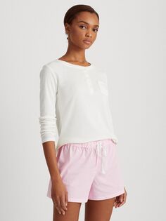 Lauren Ralph Lauren Core Stripe Хлопковые пижамные боксеры-шорты, розовые