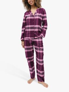 Пижамный комплект с рубашкой в клетку Cyberjammies Eve, темно-пурпурный