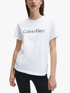Хлопковая пижамная футболка с логотипом Calvin Klein, белая