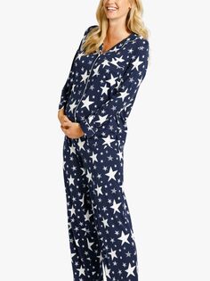Пижамный комплект для беременных Chelsea Peers со звездным принтом, темно-синий