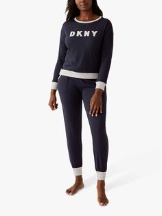 Пижамный комплект для джоггеров DKNY Signature Logo, темно-синий