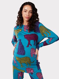 Пижамный комплект с леопардовым принтом для беременных Chelsea Peers, синий/мульти