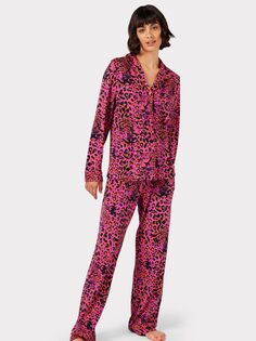 Пижамный комплект Chelsea Peers с леопардовым принтом, розовый/мульти
